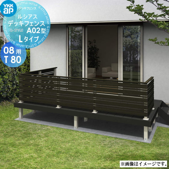 【無料★特典対象】 YKK YKKap ルシアス デッキフェンス A02型 UNT-12 サイズ08用T80 Lタイプ：端（角）柱-端（角）柱納まり用 横板格子+細横格子タイプ ※本体パネル1枚 ガーデン DIY 塀 壁 囲い 境界 屋外