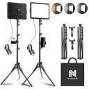 NiceVeedi 2パック撮影用ライト LEDビデオライト 写真スタジオ撮影 2800-6500K三色調光可能な照明撮影ライトキット 152cm調節可能な三脚とスマホホルダー付き 持ち込みやすい収納バッグ付き YouTube/会議/動画/生放送/ゲーム実況/照明撮影用