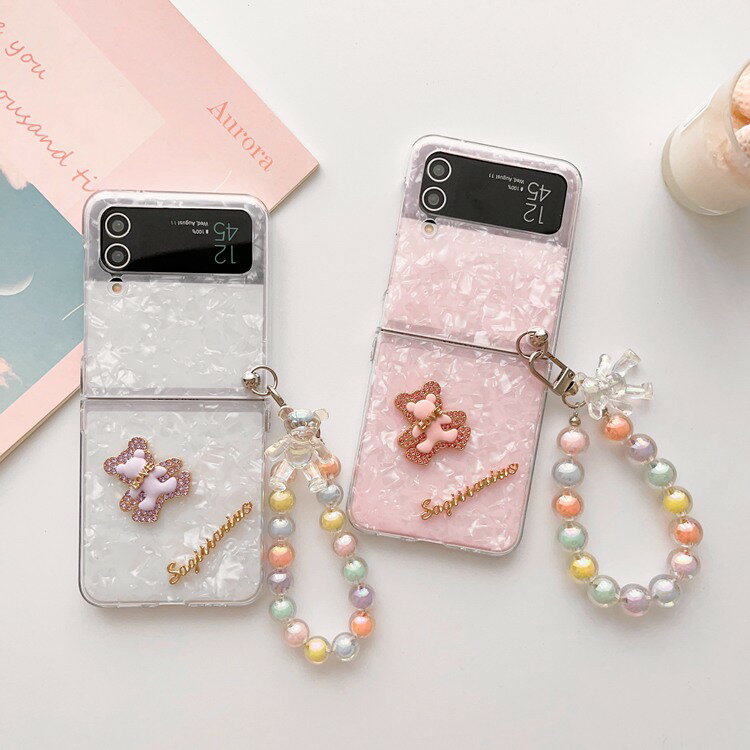 Galaxy Z Flip4 ケース 韓国 かわいい ストラップ オシャレ Galaxy Z Flip3カバー 日常お洒落 折りたたみ ギャラクシー z フリップ3カバー 衝撃吸収 人気 おしゃれ 日常 便利 出かけ おすすめ