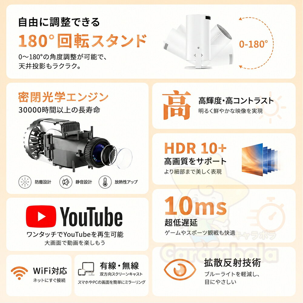 プロジェクター 4K対応 家庭用 小型 天井 1080P Wi-Fi 4K対応 プロジェクター 小型...
