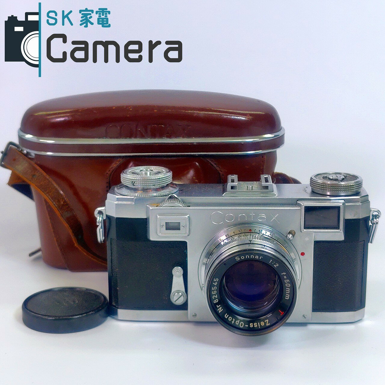 【中古】 CONTAX IIa Zeiss-Opton Sonnar 50mm F2 T ZEISS IKON コンタックス カラーダイヤル 革ケース..