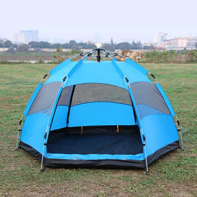 Rakuten - 【テント】大六角形：270*270*155cm　組み立て 簡単 高品質5-8人 頑丈フレーム 防水 自動テント 三秒スピードで 二層　組立てが便利　キャンプ　組立てが便利　紫外線防止 登山　自動ポップアップテント　日よけ　アウトドア