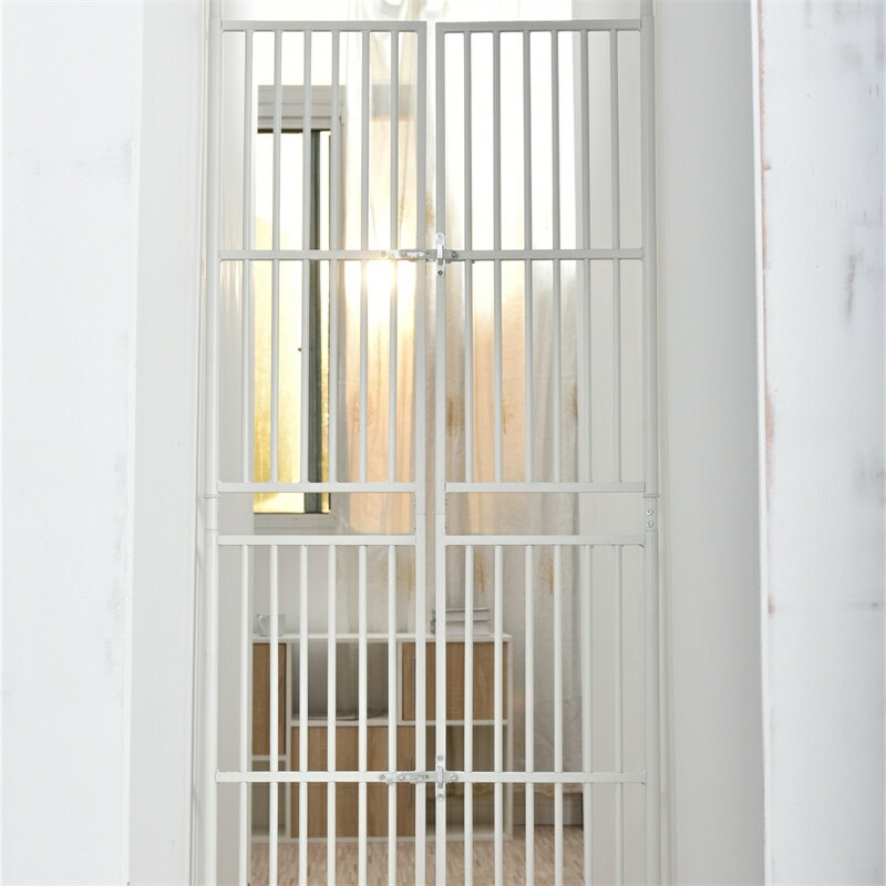 ペット高さ調節対応 205〜285cm ドア ケージ 留守番 保護 ネコ 脱走防止 柵 フェンス 脱走防止 猫用 多頭飼い 多頭 スチール ペットケージ 新生活【ホワイト】 【ブラック】