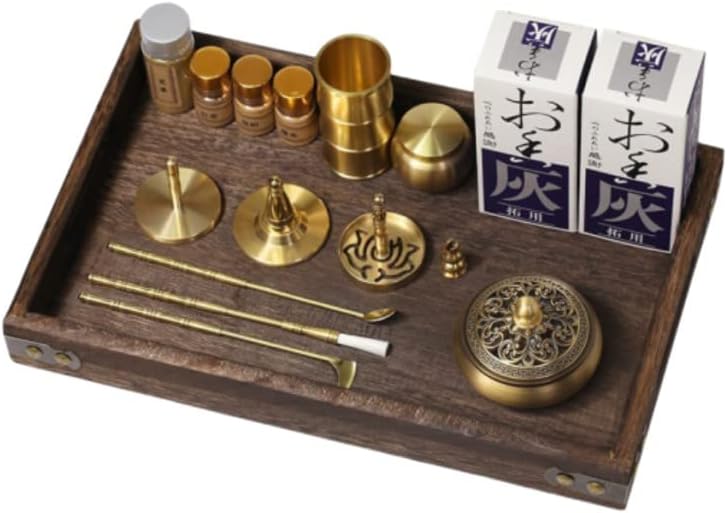 中国 お香 セット,17件/セット黄銅燻香製造キット燻香金型工具、燻香粉末バーナーキット、トレイ付き家庭用香料ヨガ瞑想家庭用香料部品