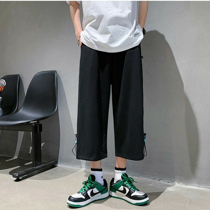 ワイドパンツ 七分丈 クロップドパンツ メンズ スウェット ボトムス カジュアル 薄手 ポケット付き ゆったり サマー 夏新作 きれいめ おしゃれ 送料無料