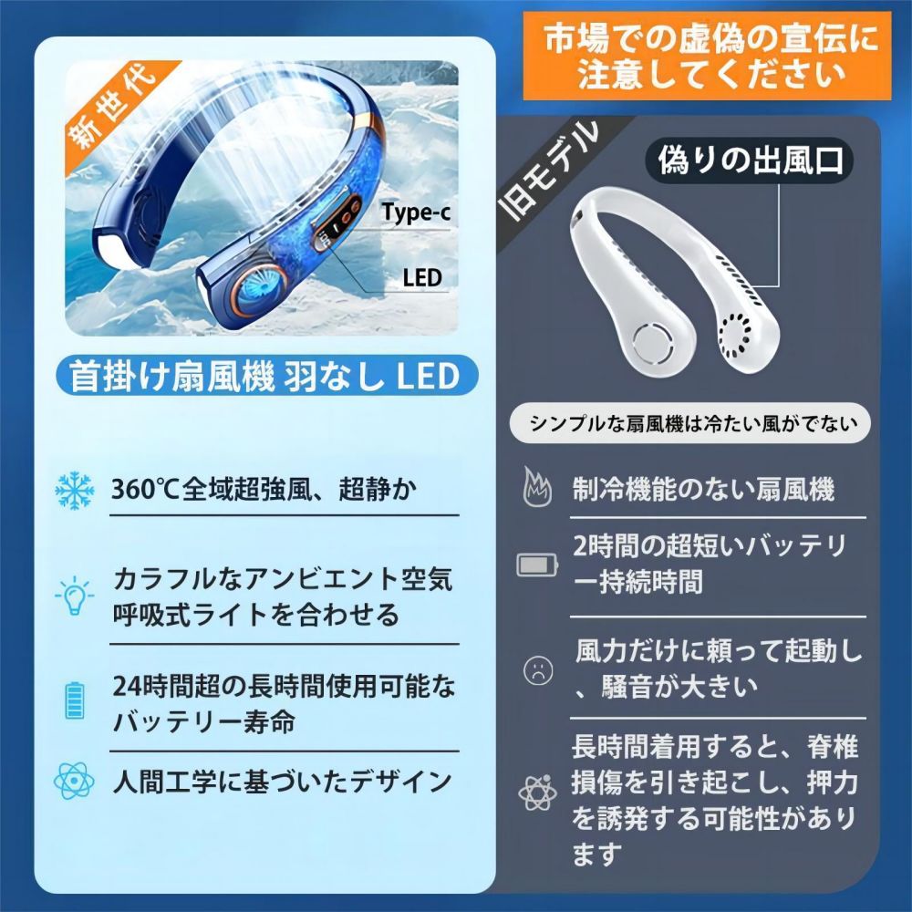 首掛け扇風機 冷却 ネッククーラー アウトドア扇風機 首かけ扇風機 5000mAh 扇風機...
