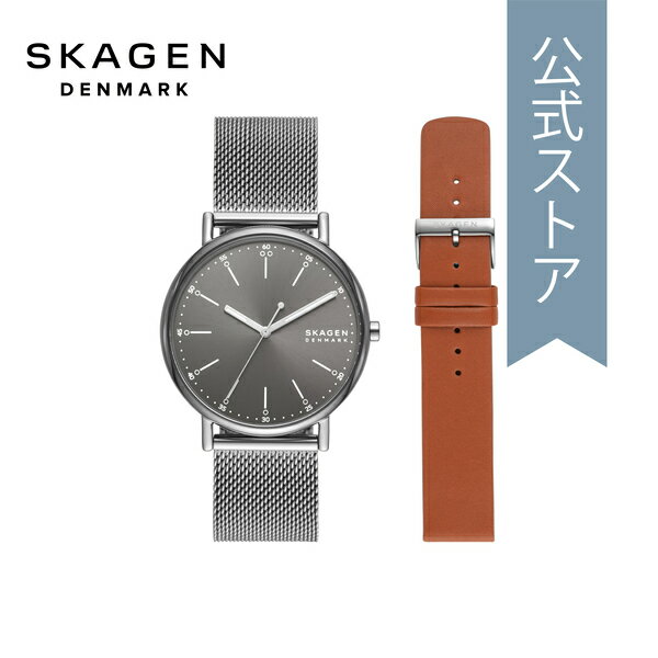 スカーゲン 腕時計（メンズ） 【30%OFF】スカーゲン 腕時計 アナログ クォーツ メンズ グレー ステンレススチールメッシュ SIGNATUR BOX SET SKW1155SET 2022 冬 SKAGEN 公式 ブランド 北欧 シンプル 防水 誕生日 プレゼント 記念日 ギフト