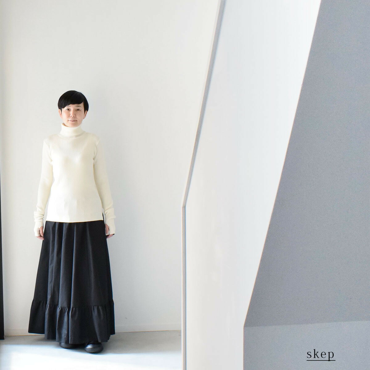 リブ タートルネック ニット（厚手）：白［NT29TAWH］ タートル リブニット タートルネックニット タートルセーター リブタートル リブタートルネック ホワイト