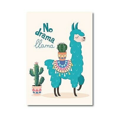 アートポスター フレーム付・アートパネル額付 イラスト 動物シリーズ ラマ・サボテン デザインNO-4 A4 A3 A2