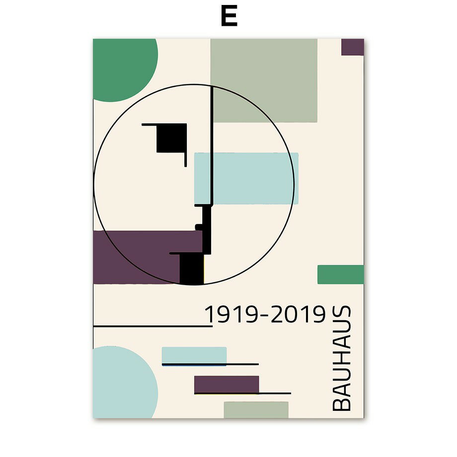 アートポスター フレーム付・アートパネル バウハウス ポスター BAUHAUS 図形 抽象画 デザインNO-E Color 黒 ブラック 緑 グリーン 水色 ライトブルー