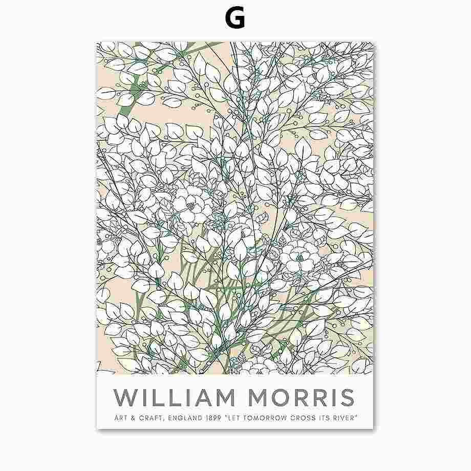 直ぐ飾れるフレーム（額）付きアートアートパネル アートポスター ウィリアムモリス デザインNO-7 Col 白 緑 ホワイト
