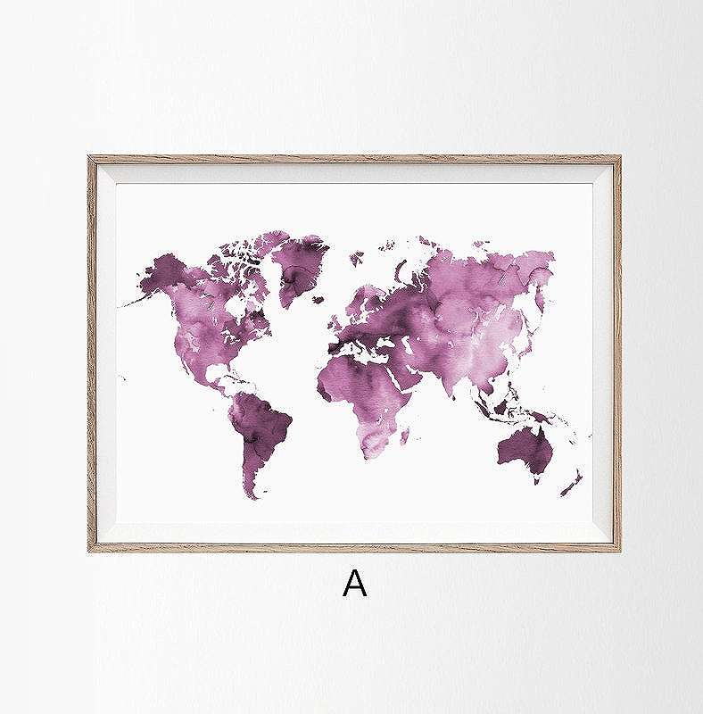 Rakuten - アートポスター フレーム付・アートパネル額付 世界地図 シリーズ デザインNO-a A4 A3 A2