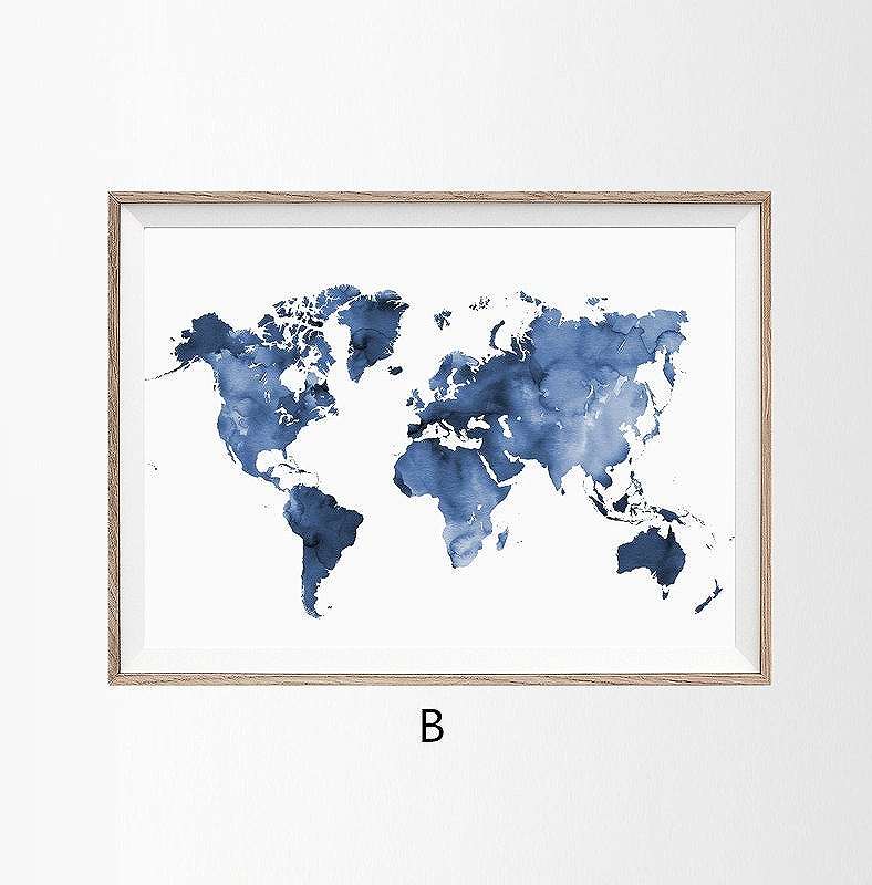 乐天商城 - アートポスター フレーム付・アートパネル額付 世界地図 シリーズ デザインNO-b A4 A3 A2
