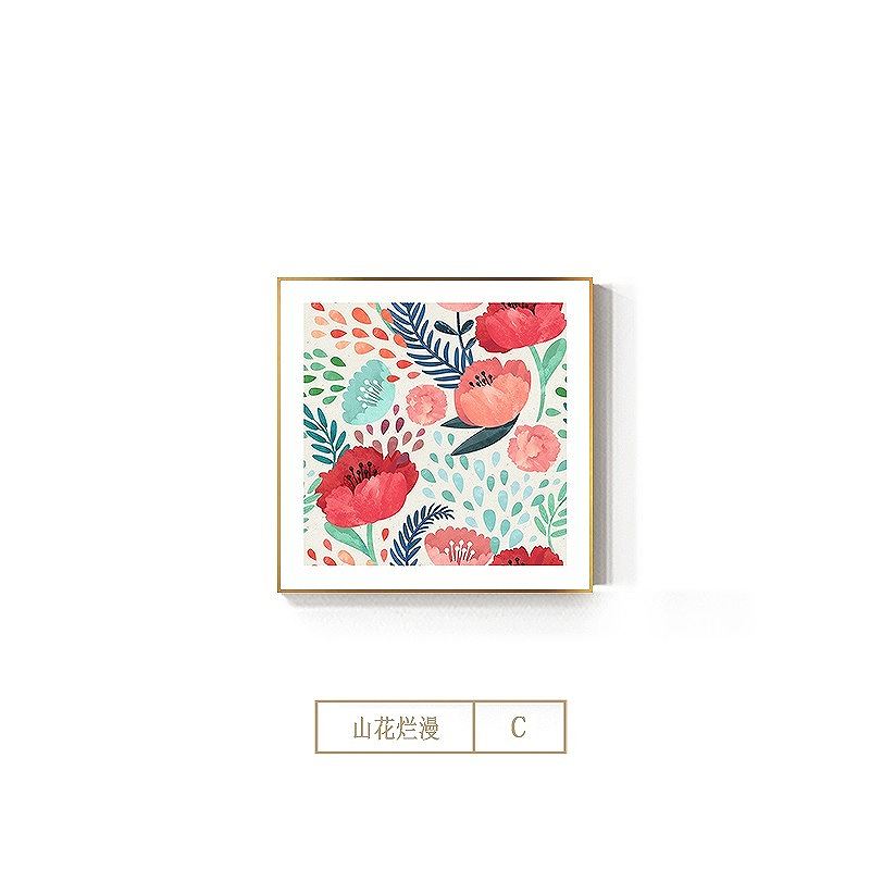 Rakuten - アートポスター フレーム付・アートパネル額付 北欧・植物 ボタニカル ・赤い花シリーズ デザインNO-C A4 A3 A2