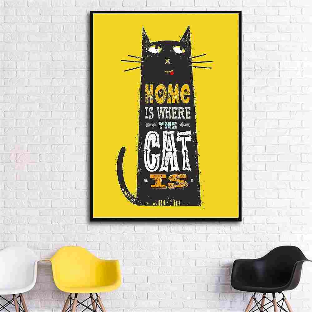 直ぐ飾れるフレーム（額）付きアートアートパネル アートポスター イラストシリーズ　猫 デザインNO-1 A4 A3 A2