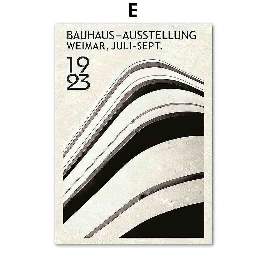 直ぐ飾れるフレーム（額）付きアートアートパネル アートポスター バウハウスBauhausシリーズ デザインNO-E Color 黒 ブラック モノクロ モノトーン