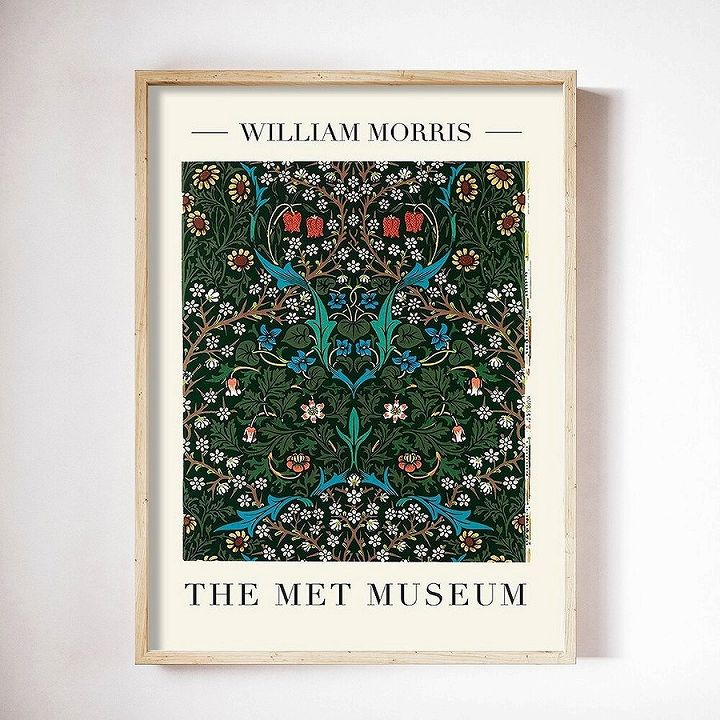 アートポスター フレーム付・アートパネル ウィリアムモリス ポスター ボタニカル 壁紙シリーズ デザインNO-B A4 A3 A2　Col 緑　青　黄色　赤　オレンジ