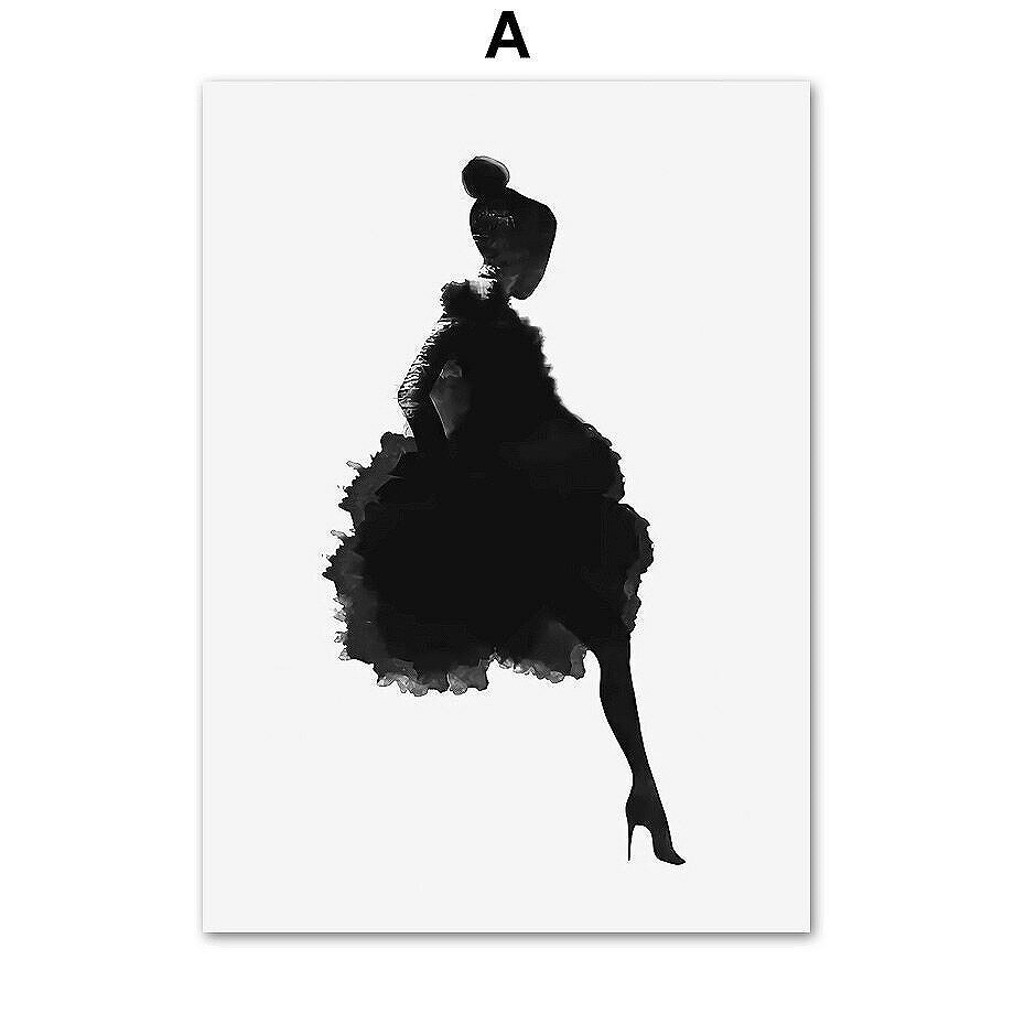 乐天商城 - A2 A3 フレーム付 アートパネル アートポスター 北欧 モノトーン抽象画シリーズ Aタイプ 女性