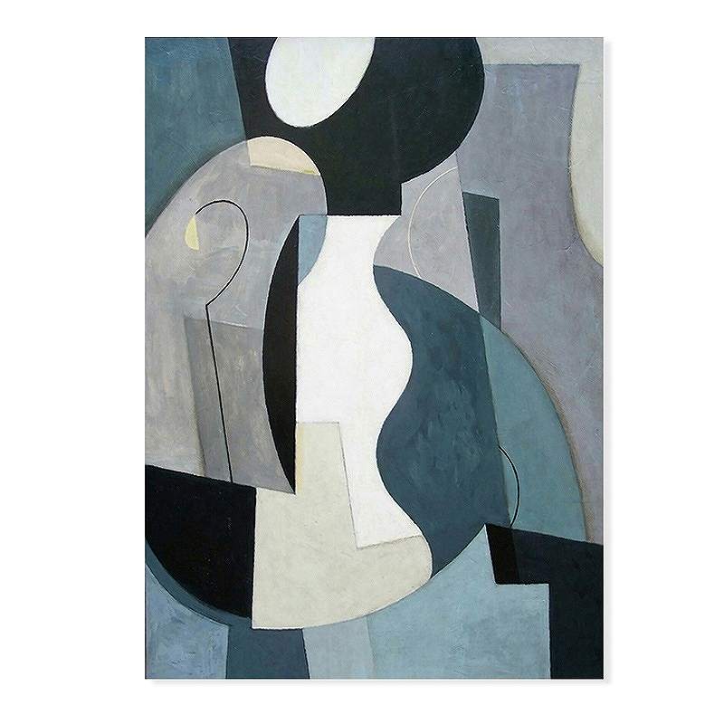 A2 A3 フレーム付 アートパネル アートポスター 抽象画シリーズ ブルーグレー デザインNO-B