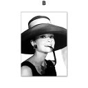 アートポスター フレーム付・アートパネル額付 オードリーヘップバーン モノクロ写真シリーズ デザインNO-4 A4 A3 A2(3)