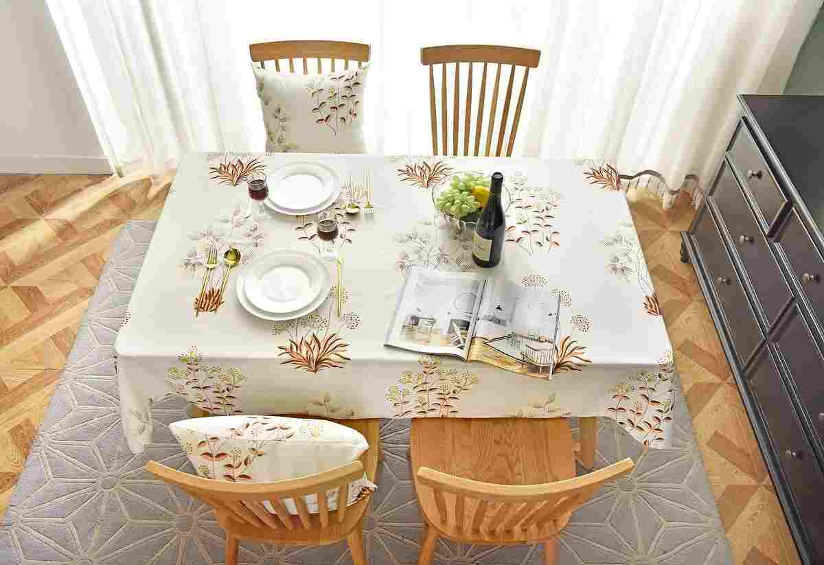 テーブルクロス リネンカバー ベージュ 植物 ボタニカル