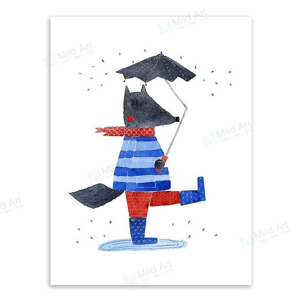 アートポスター フレーム付・アートパネル額付 北欧 可愛い動物シリーズ オオカミ A4 A3 A2