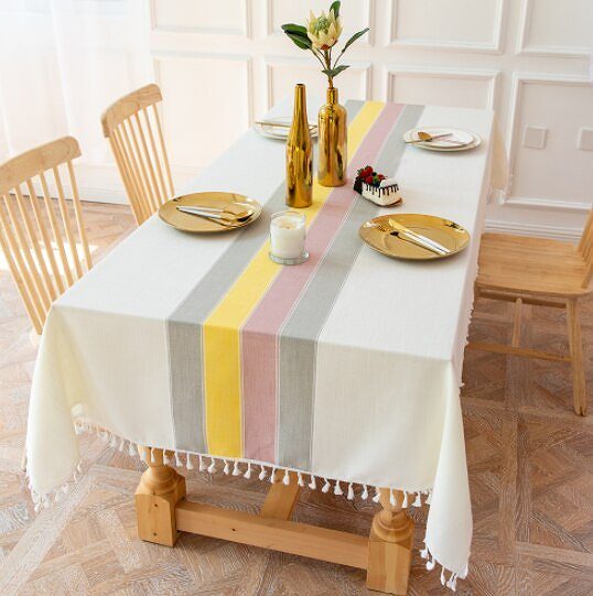 テーブルクロス リネンカバー ストライプ柄
