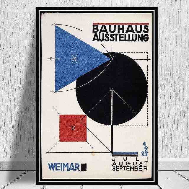 Rakuten - アートポスター フレーム付・アートパネル額付 抽象画シリーズ バウハウス ポスター bauhaus デザインNO-8 A4 A3 A2 Color 黒 ブラック 青 ブルー 赤 レッド