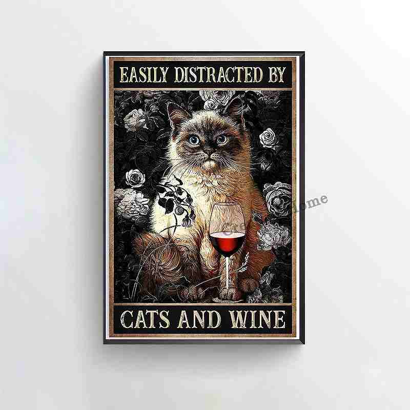 アートポスター フレーム付おしゃれ アートパネル 絵画 壁 猫 ワイン 黒 デザインNO-D