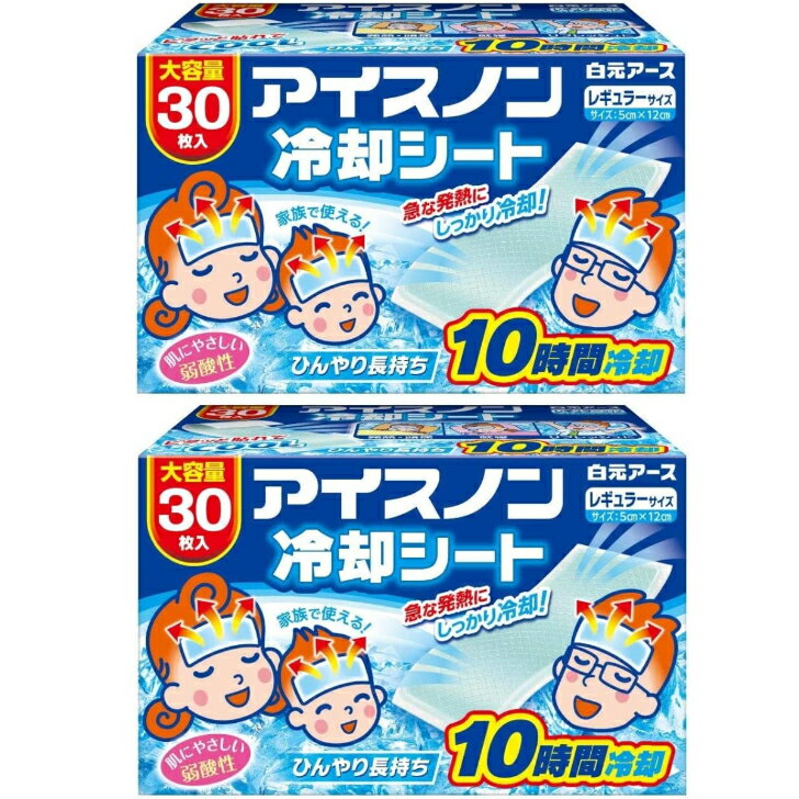【まとめ買い2箱セット】アイスノン 冷却シート レギュラーサイズ 30枚入 冷感 ひんやり 冷たい おでこ 暑さ対策 発熱 熱冷まし 睡眠