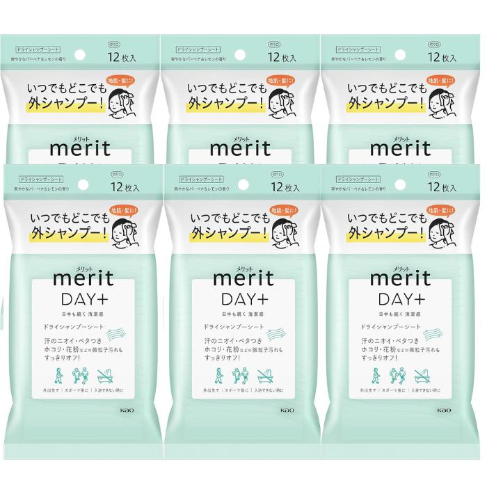 【まとめ買い6個セット】Merit メリットデイプラス ドライシャンプーシート ホワイトグリーン 12枚入りのサムネイル