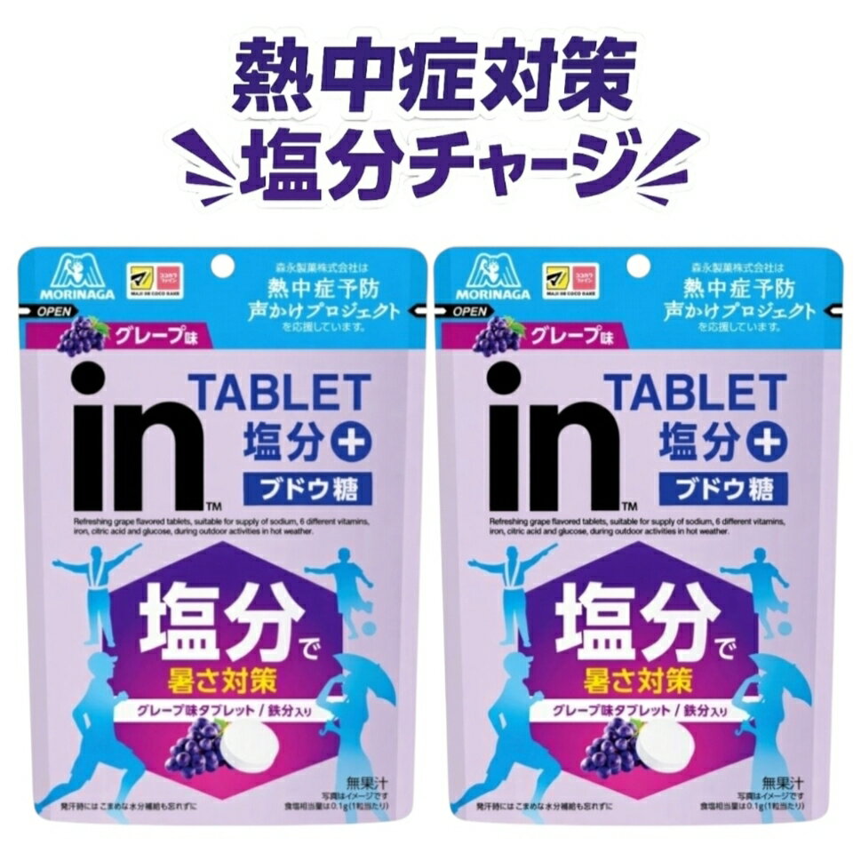 2袋セット 森永inタブレット 塩分プラス ブドウ糖 グレープ味 80g 新潟倉庫
