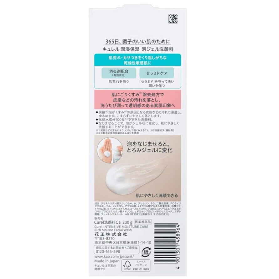 キュレル 泡ジェル洗顔料 本体 200g 新潟倉庫（2枚目）