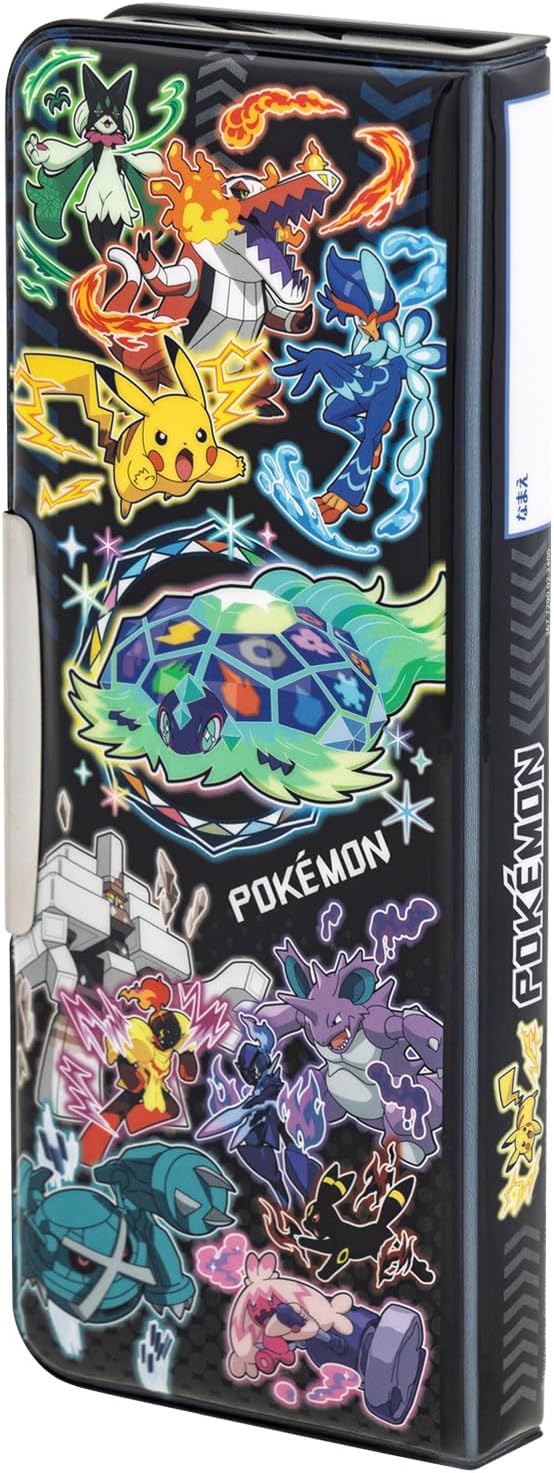ショウワノート ポケットモンスター 筆箱 うす型ふでばこ 両面開き 黒 367729002 北海道倉庫