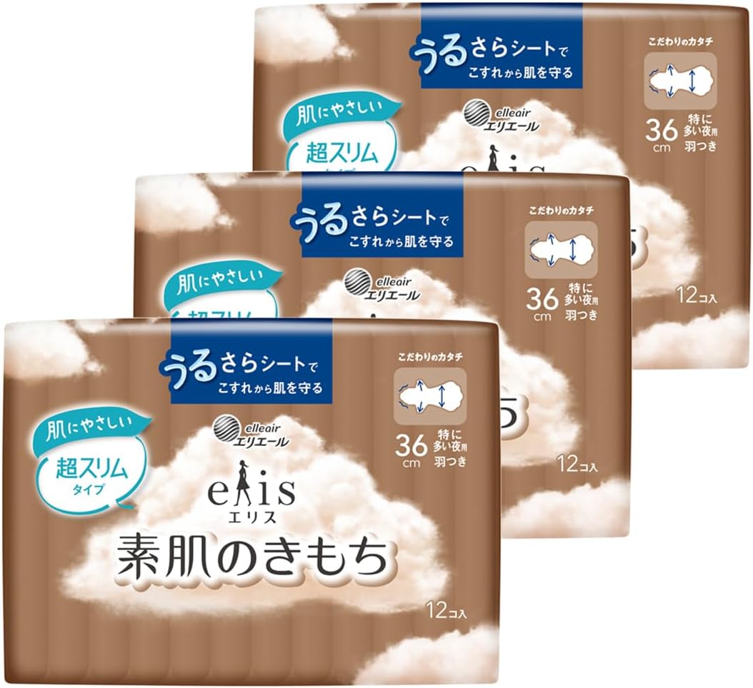 Rakuten - 3個セット エリス 素肌のきもち 超スリム 羽つき36cm 12コ入 新潟倉庫