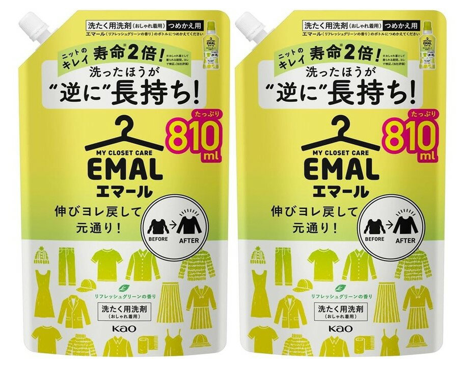 2個セット 花王 エマール リフレッシュグリーン 詰替 特大 810ml 栃木倉庫