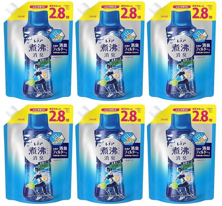 Rakuten - P＆G 【6個セット】レノア 超消臭 煮沸レベル消臭 抗菌ビーズ スポーツ クールリフレッシュ&シトラス 詰め替え 1,180mL　栃木倉庫