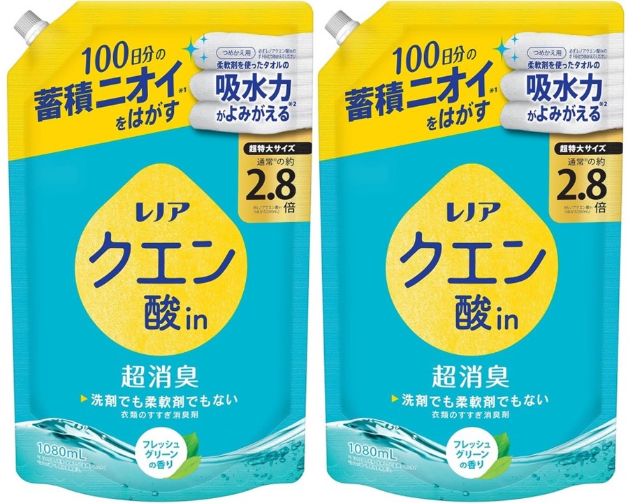 Rakuten - 2個セット　レノア クエン酸in 超消臭 フレッシュグリーン 詰め替え 1080mL　栃木倉庫