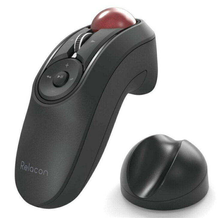 エレコム ELECOM Relacon TRACKBALL トラックボールマウス ハンディタイプ Relacon メディアコントロールボタン搭載 スタンド付 静音 Bluetooth ブラック M-RT1BRXBK