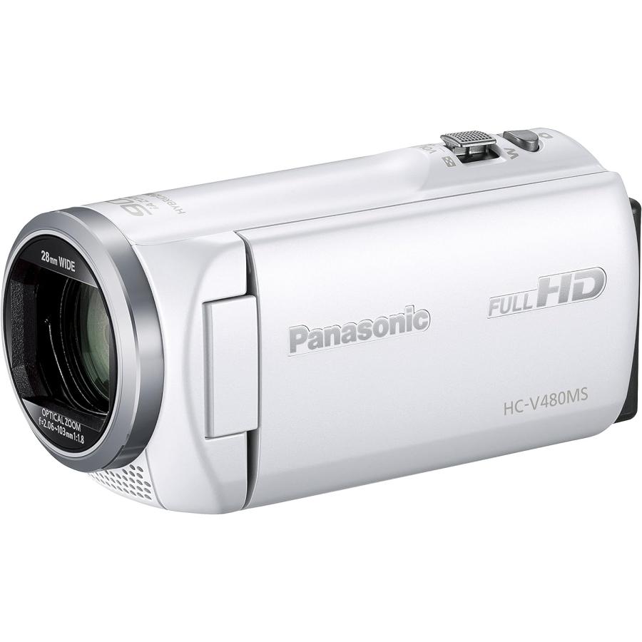 パナソニック Panasonic HDビデオカメラ V480MS 32GB 高倍率90倍ズーム ホワイト HC-V480MS-W