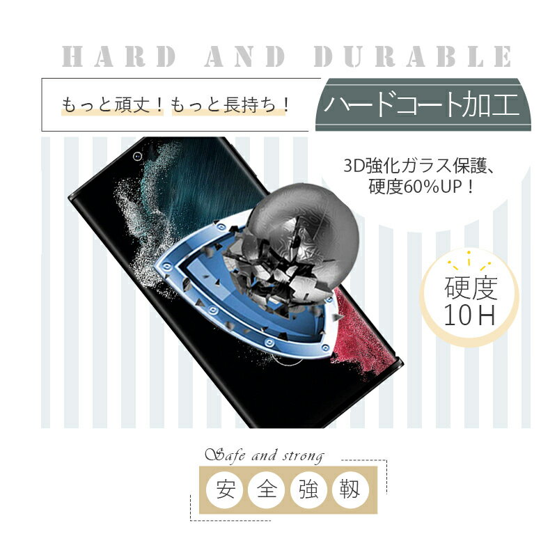 【2枚セット】Galaxy S22 Ultra 強化ガラス保護フィルム ガラスフィルム SC-52C docomo 液晶画面保護 SCG14 au 傷防止 スクリーン保護シート 硬度9H 耐衝撃 液晶保護 指紋防止 高透過率 割れ防止 高感度タッチ 撥水 疎油 気泡ゼロ 耐衝撃 強化ガラス保護シール 送料無料