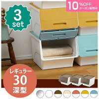 収納ボックス 前開き フラップボックス かわいい 3個セット 収納ケース プラスチック 深型30cm froqフロック30 squ+ おもちゃ箱 北欧 押入れ収納 衣装ケース おしゃれ 衣類収納 クローゼッ