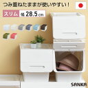 【24日20:00～27日9:59★10％OFFクーポン】 収納ケース プラスチック スリム 幅28.5×奥行46×高さ31cm フロック 前開き フタ付き 大容量 おしゃれ 積み重ね 日本製 収納ボックス 衣装ケース squ froq fr-S30 SANKA