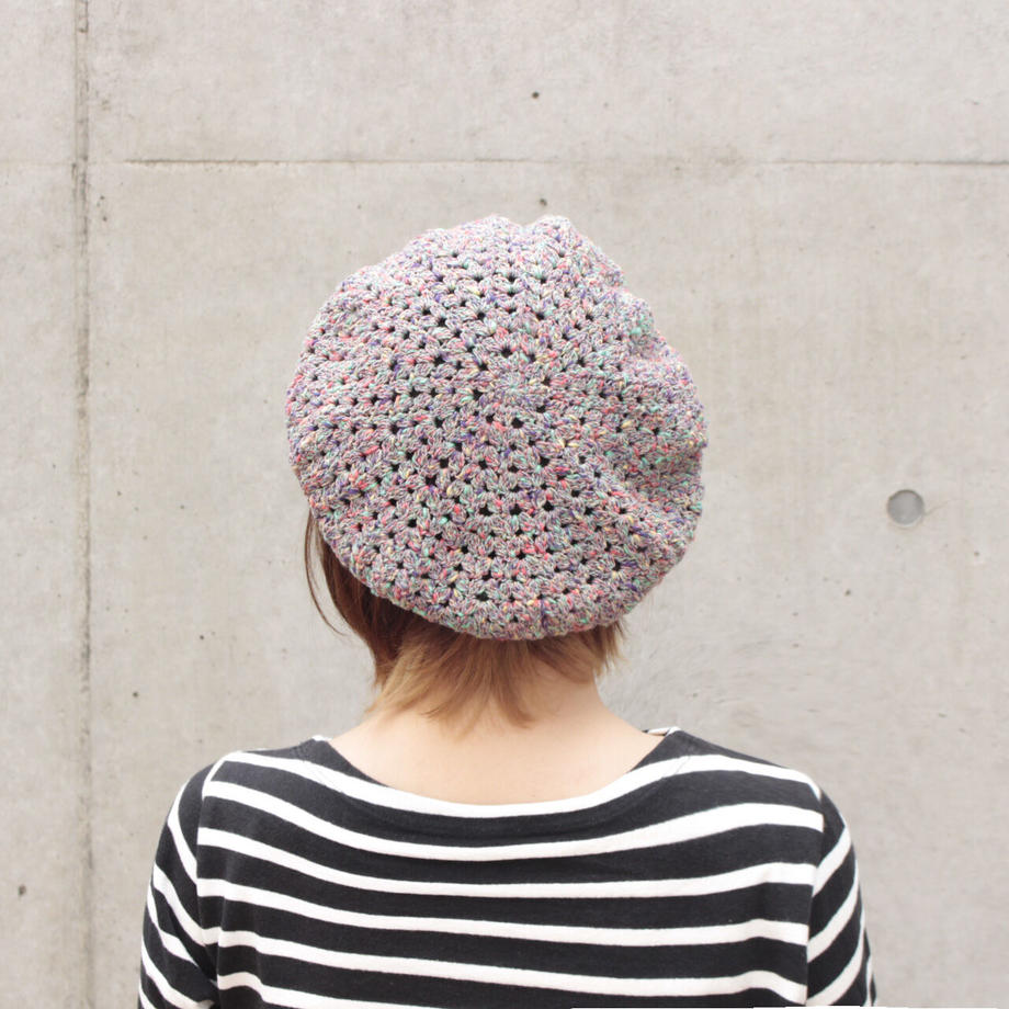 スキー毛糸 スキーハルガスミ ベレー帽 手編み 編み物キット 手編みキット シルク 中細 毛糸 かぎ針編みハルガスミのかぎ針編みベレー帽キットのサムネイル