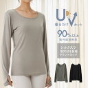 サマーSALE【23%OFF!!7/12 9:59迄】UV加工 レディース 女性 インナー UVカット UV対策 シルク入り 春夏用 指穴付 長袖 丸首 シルク...