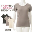 ふんわり 軽くて あたたかい 3分袖 レディース 女性 秋冬 半袖 暖かい あたたかい 保温 表起毛 無地 シンプル ストレッチ 冬用 女性 30代 40代 5...