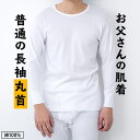 普通の 長袖 丸首 シャツ メンズ 年間 クルーネック Tシャツ 綿100 肌着 下着 普通 インナー 紳士 男性 シニア 抗菌 防臭 敬老の日 父の日 白 M/L/LL M0130X-E