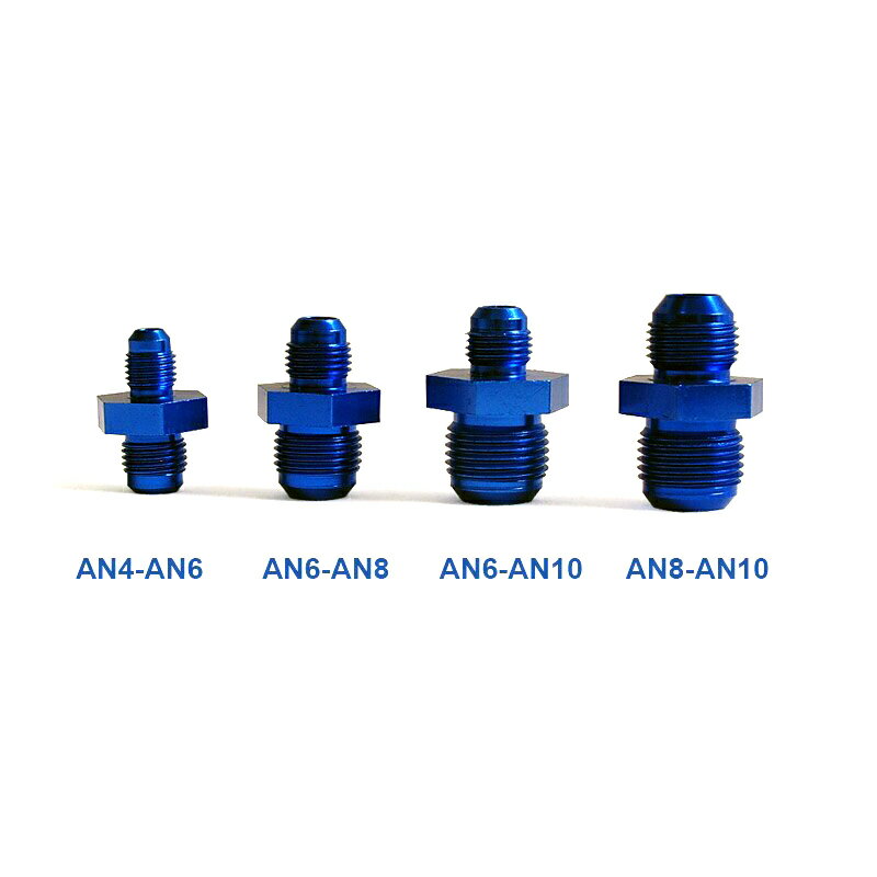 ホースサイズ 変換 アダプター AN4 オス − AN6 オス ブルー アルマイト 汎用 フィッティング オイルクーラー 水温センサー 燃料配管 エンジンブロック　等に！