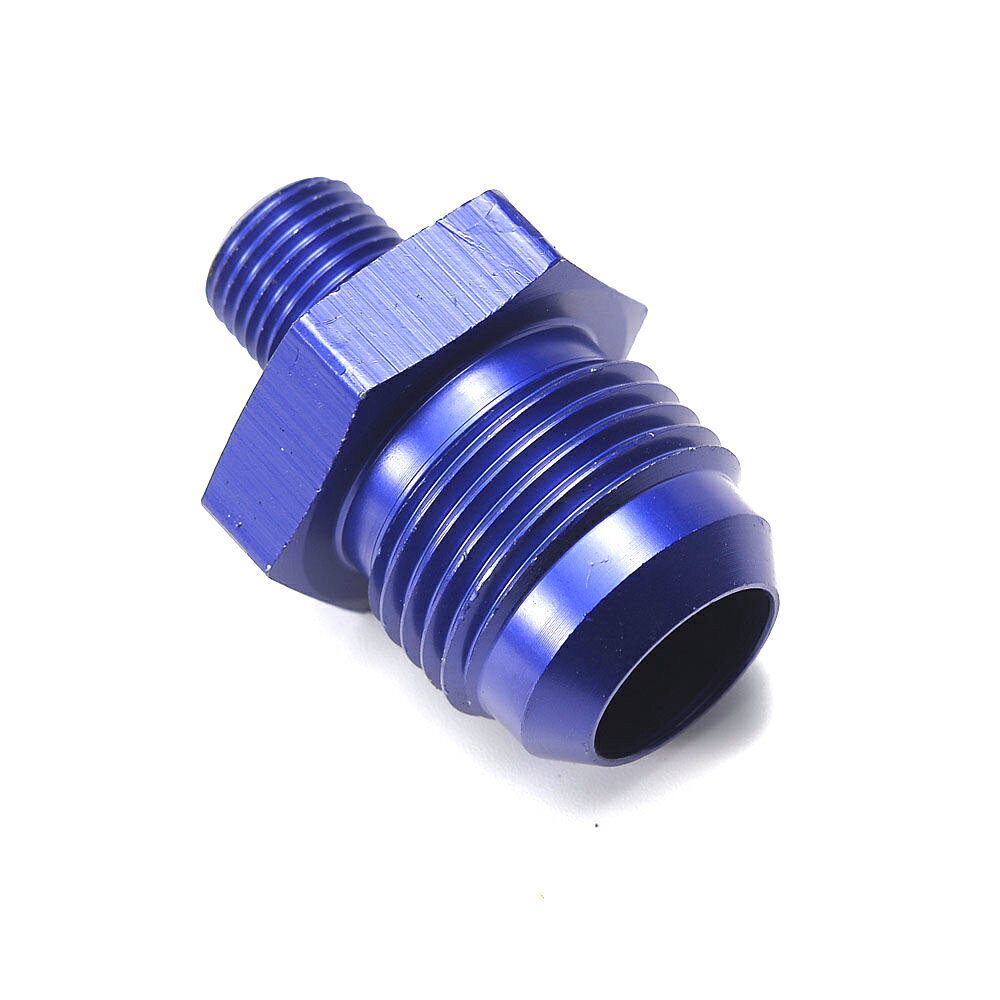 ホースサイズ 変換 アダプター AN8 オス - 1/8NPT オス ブルー アルマイト 汎用 フィッティング オイルクーラー 水温センサー