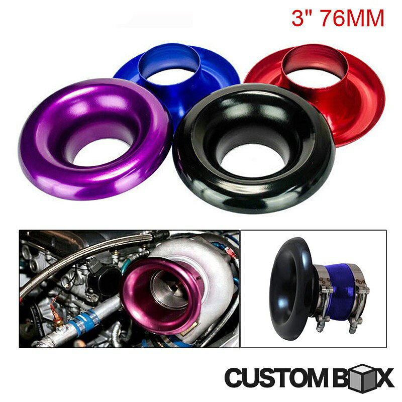 汎用アルミ180度カールエアファンネル76mm3インチ内径70mmアルマイトレッドブルーブラックパープル